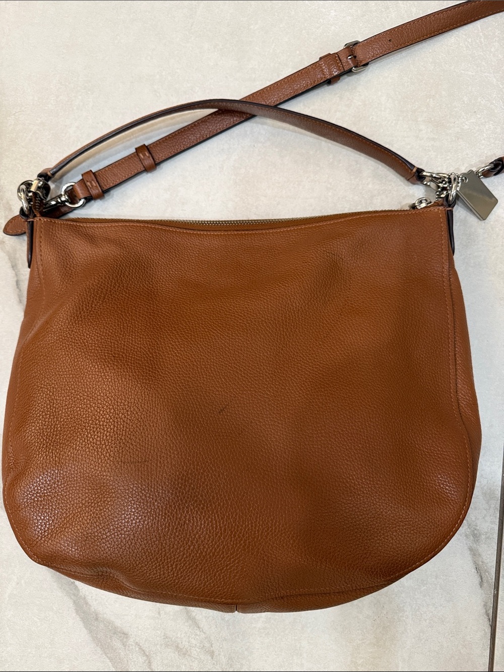 Coach Cognac Pebbled Leather Turnlock Shoulder Bag - Picture 2 of 6